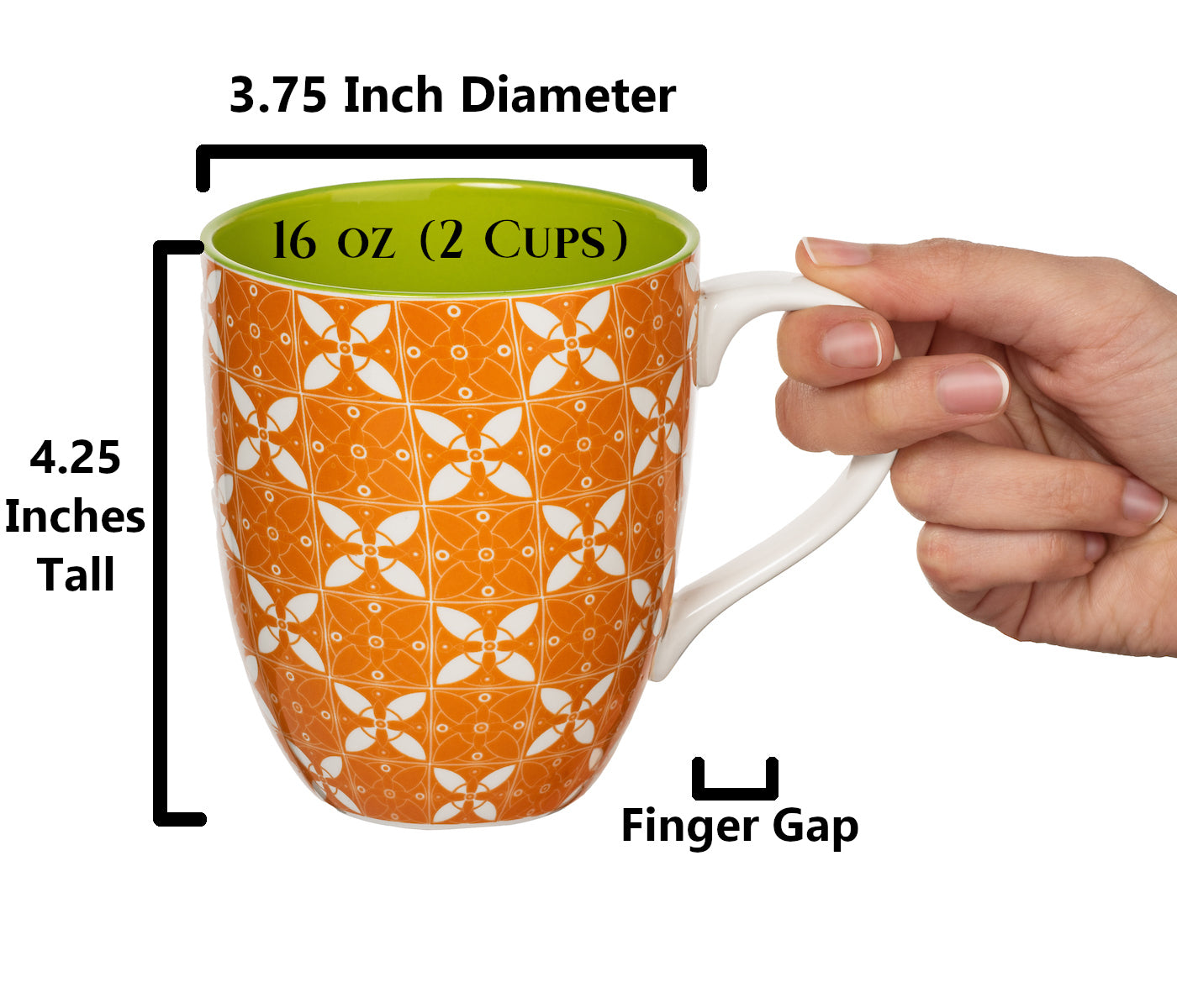 Annovero Colorful Coffee Mugs/Cups, 16 Fluid Ounce Capacity, Set of 6
